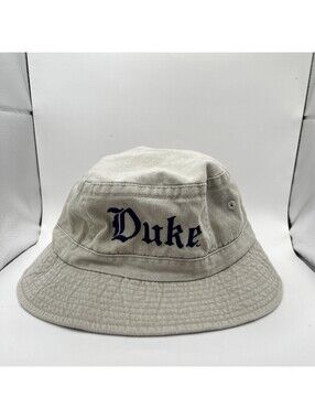 Duke University Bucket Hat Khaki Embroidered Spellout Sun Cap L/XL Ahead